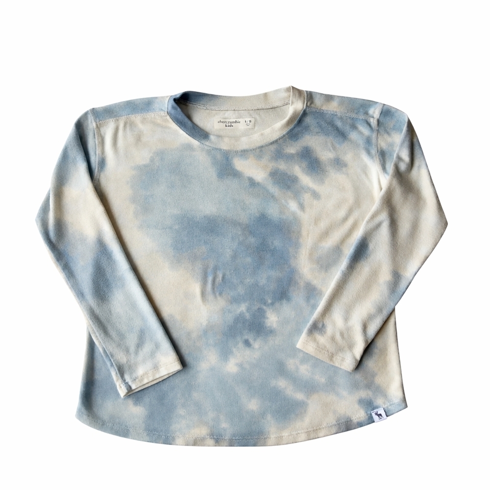Abercrombie Kids Blue Tie Dye Long Sleeve Tee Shirt Size 9/10 Soft Cotton Top